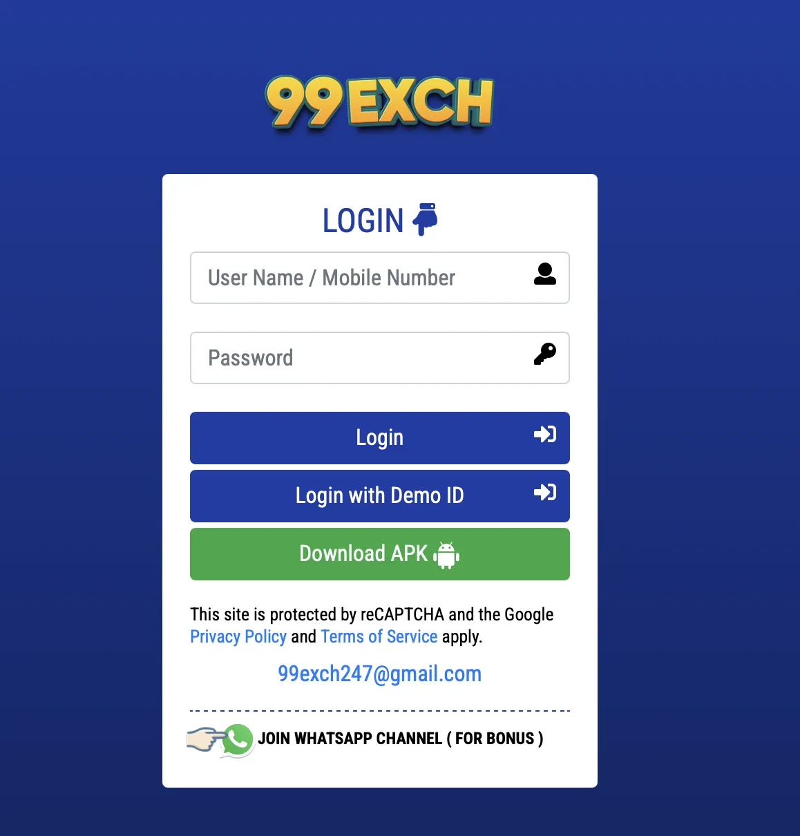 99exch App Login: Sign In, Sign Up and Password Reset